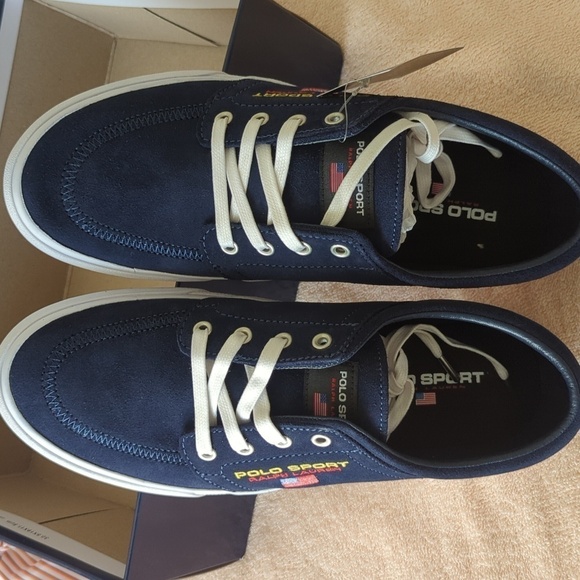 Polo sport Ralph Lauren men's blue leather shoes. - Picture 4 of 7